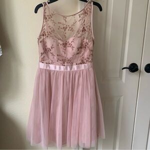 Aqua Pink Floral Formal Dress